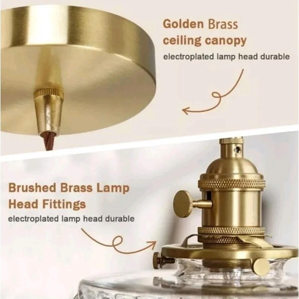Hanging Glass Pendant Light Brass Lighting Dining Lamps Chandelier Green Clear‎